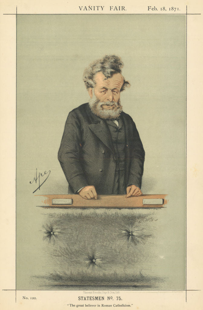 VANITY FAIR SPY CARTOON George Whalley 'The great believer in Roman…' 1871